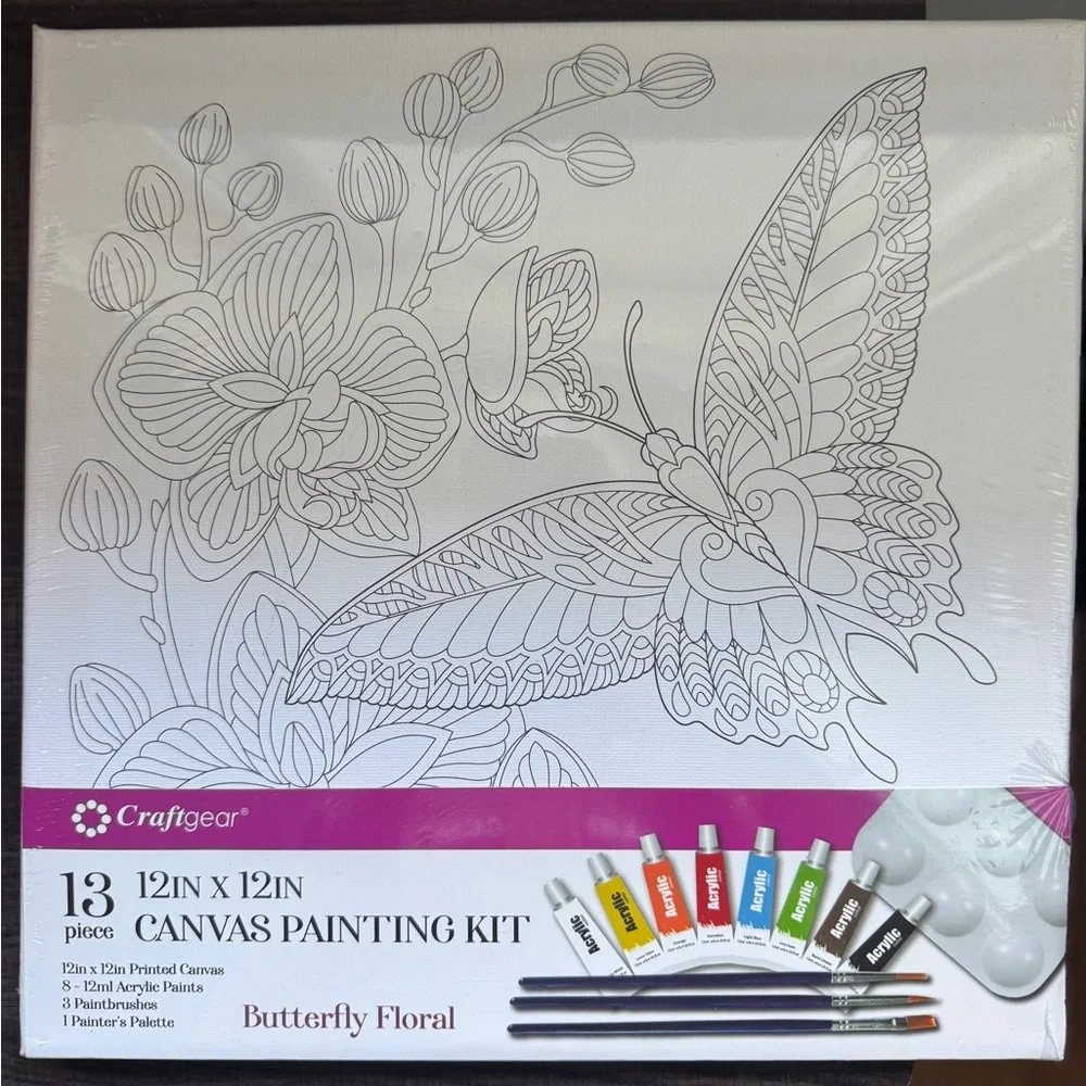 Butterfly & Orchid Flower Canvas Painting Kit for Adults
